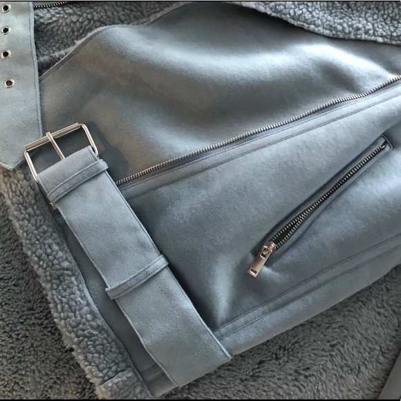 NA-KD Faux Suede Bonded Aviator Jacket - Picture 6 of 8